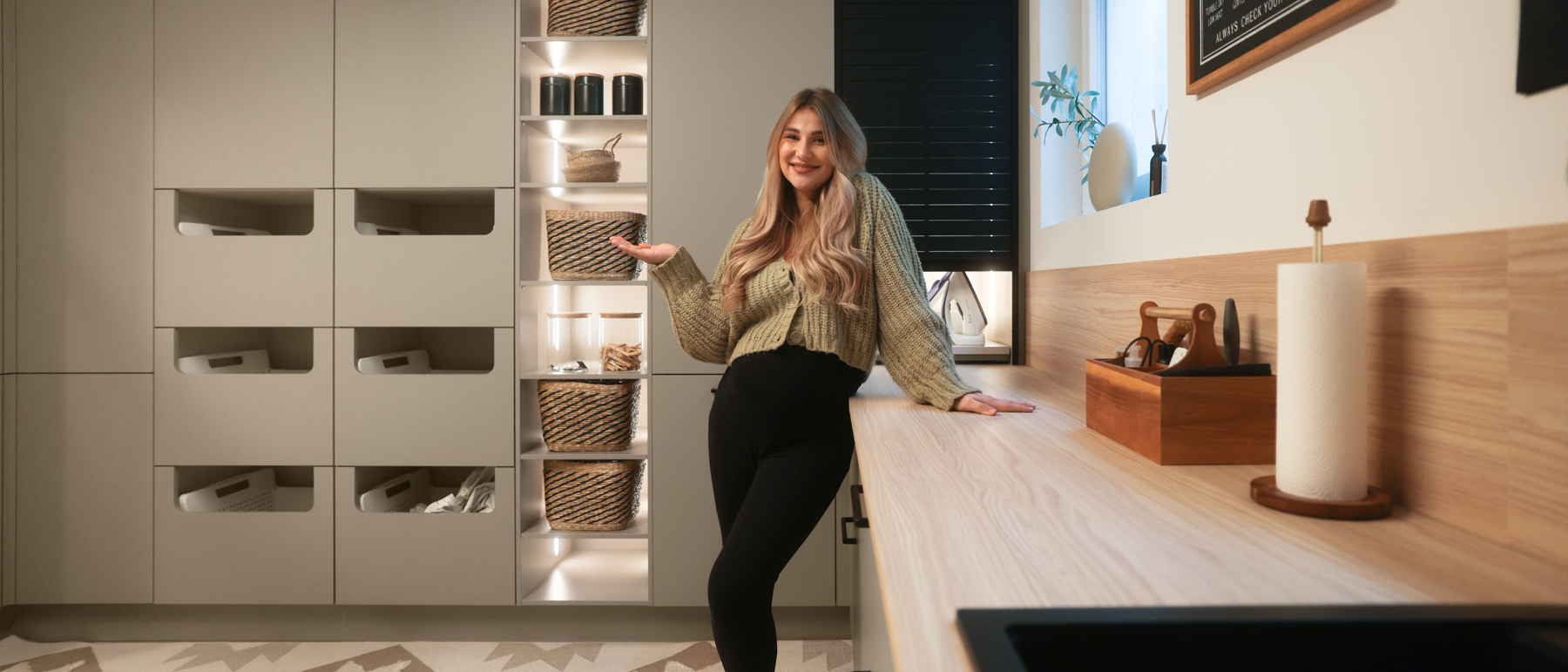 Ana Johnson shows the utility room designed by Nolte