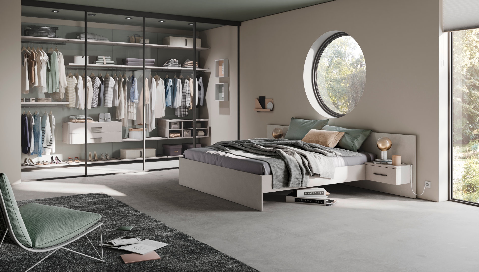 walk-in ντουλάπα με φωτισμό LED και raumplus